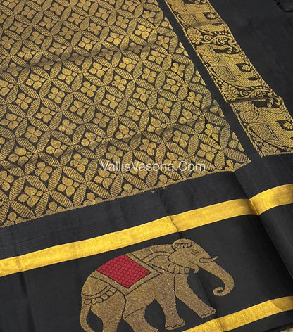 Pure Korvai Silk Cotton Saree - Border Elephant butta Design - VVKSC018