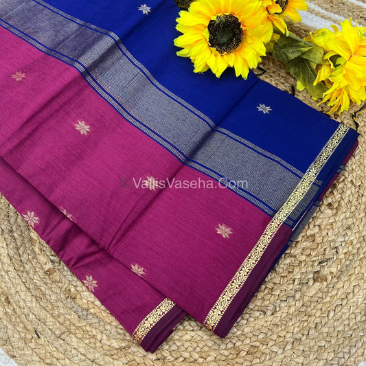 Semi Maheshwari Silk Cotton Saree - VVMSC002