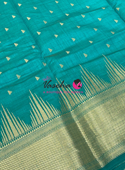 Semi Tussar Silk Saree | Blue Shade |VVSTS054