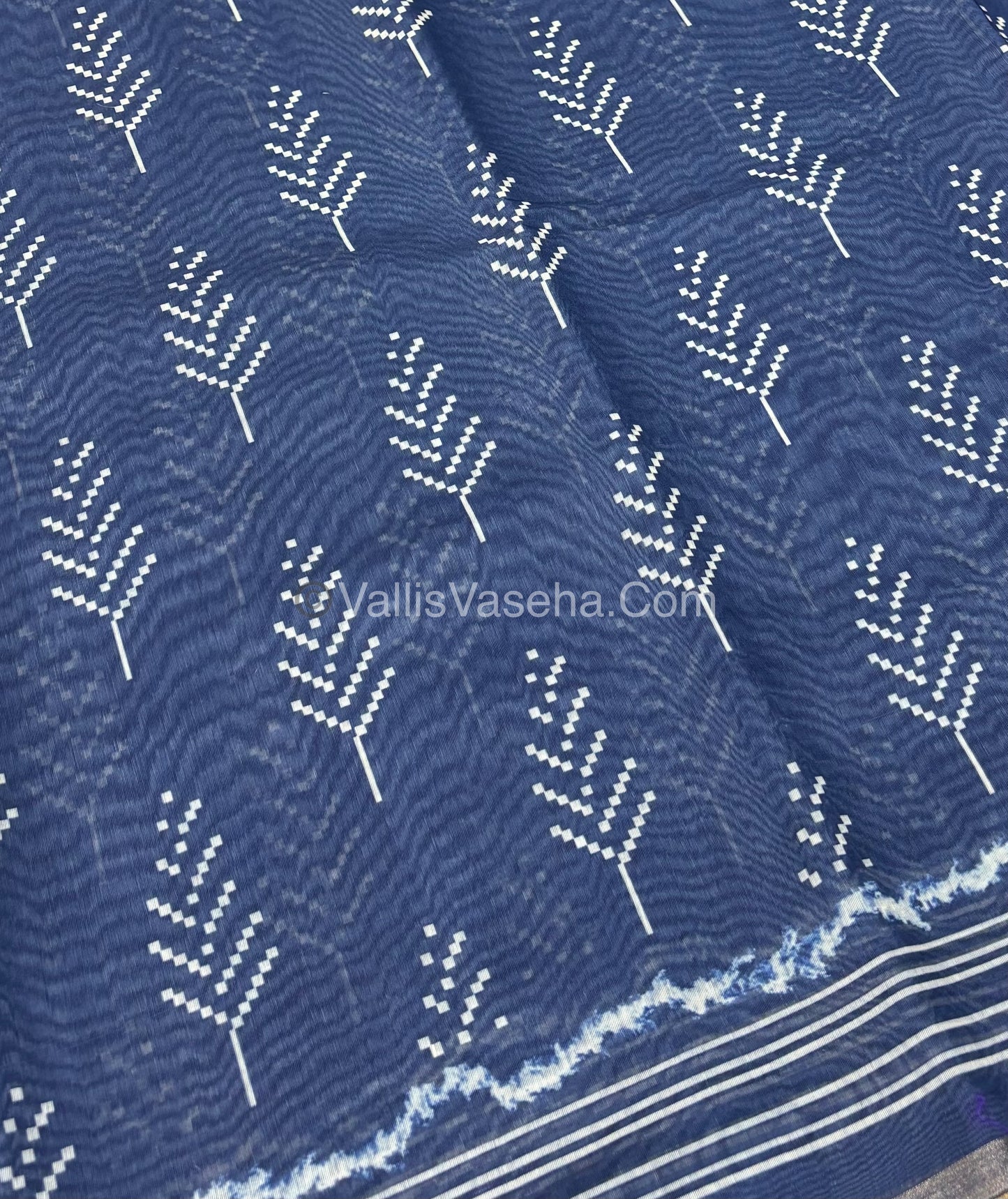 Semi Chanderi Saree - Blue Shade - VVSCS007