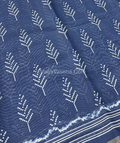 Semi Chanderi Saree - Blue Shade - VVSCS007