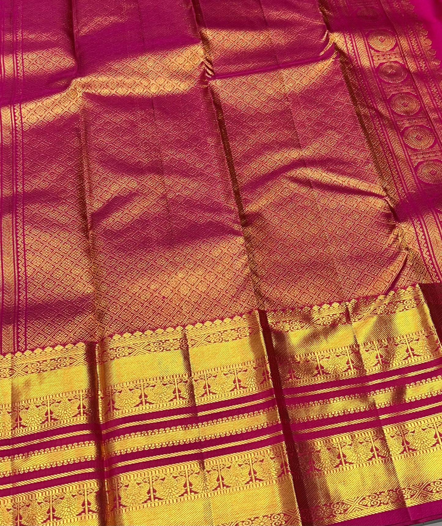 Pure Kanchipuram Silk Saree - Yellow With Rink Combo - VVPS012