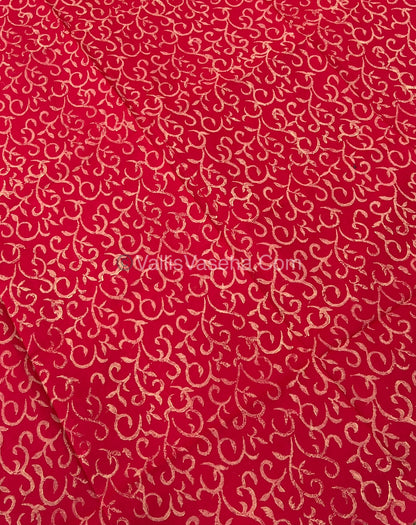 South Mixed Cotton - Mirror Work Embroidery - Grey ( Cement Colour )with Red - VVPCM002