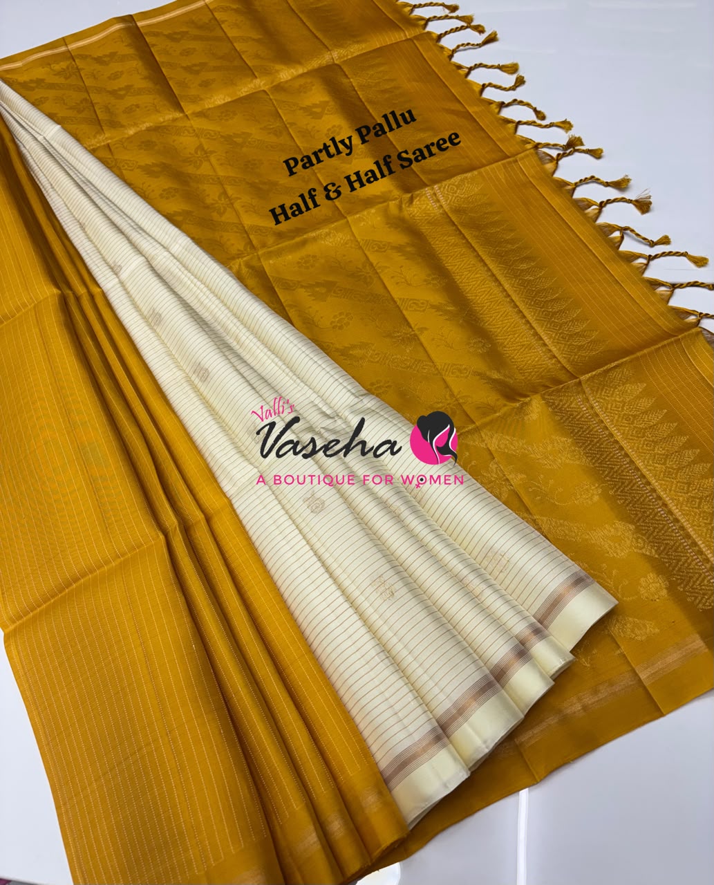 Pure Soft Silk Saree - Partly Pallu -  Half & Half Saree - VVPSS142