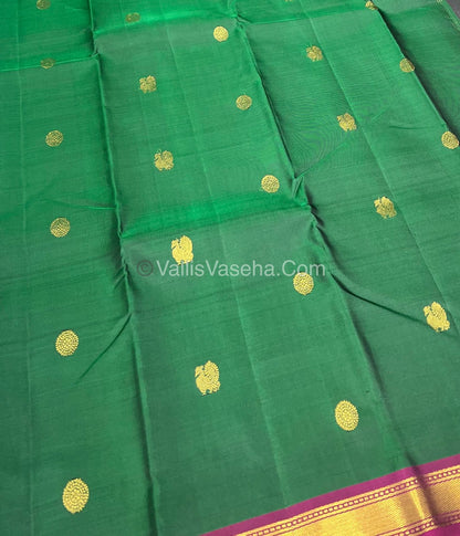 Pure Kanchipuram Silk Saree - Green & Purplish Pink Combo - VVPS011