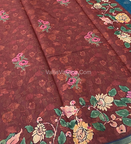Semi Chanderi Saree - Merunish Brown Shade - VVSCS004