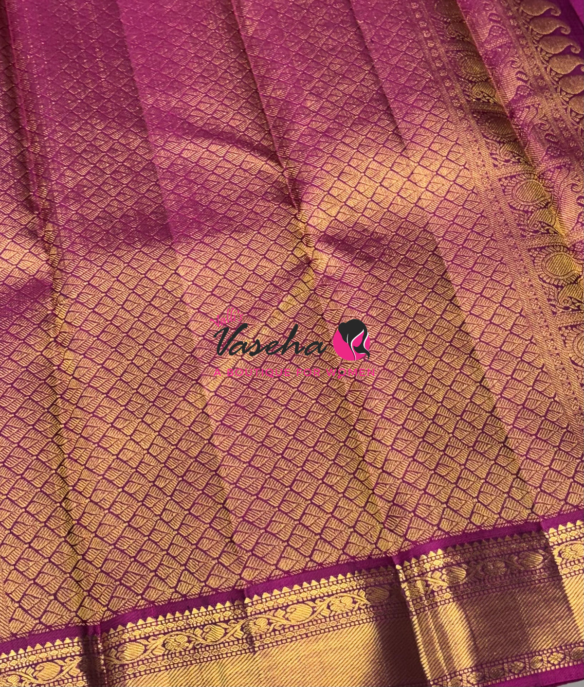 Pure Kanchipuram Silk Saree - Green  & Pink Combo - VVPS025
