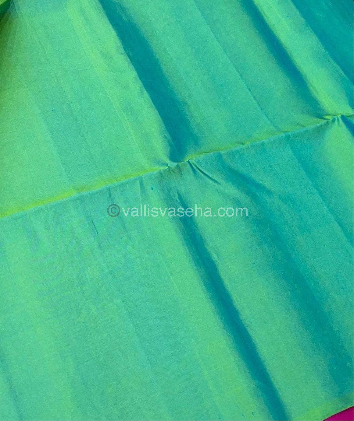 Pure Soft Silk Saree - Vaira Voosi design - Pink With Teal Green Combo - VVPSS016