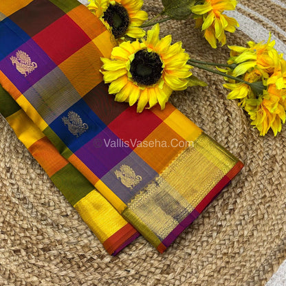 Pure Kanchipuram Silk Saree | Pazhum Pazhamum Checks |VVPS017