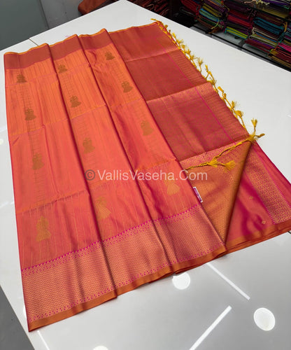 Semi Soft Silk - Border less - Peach  Shade -VVSSS023