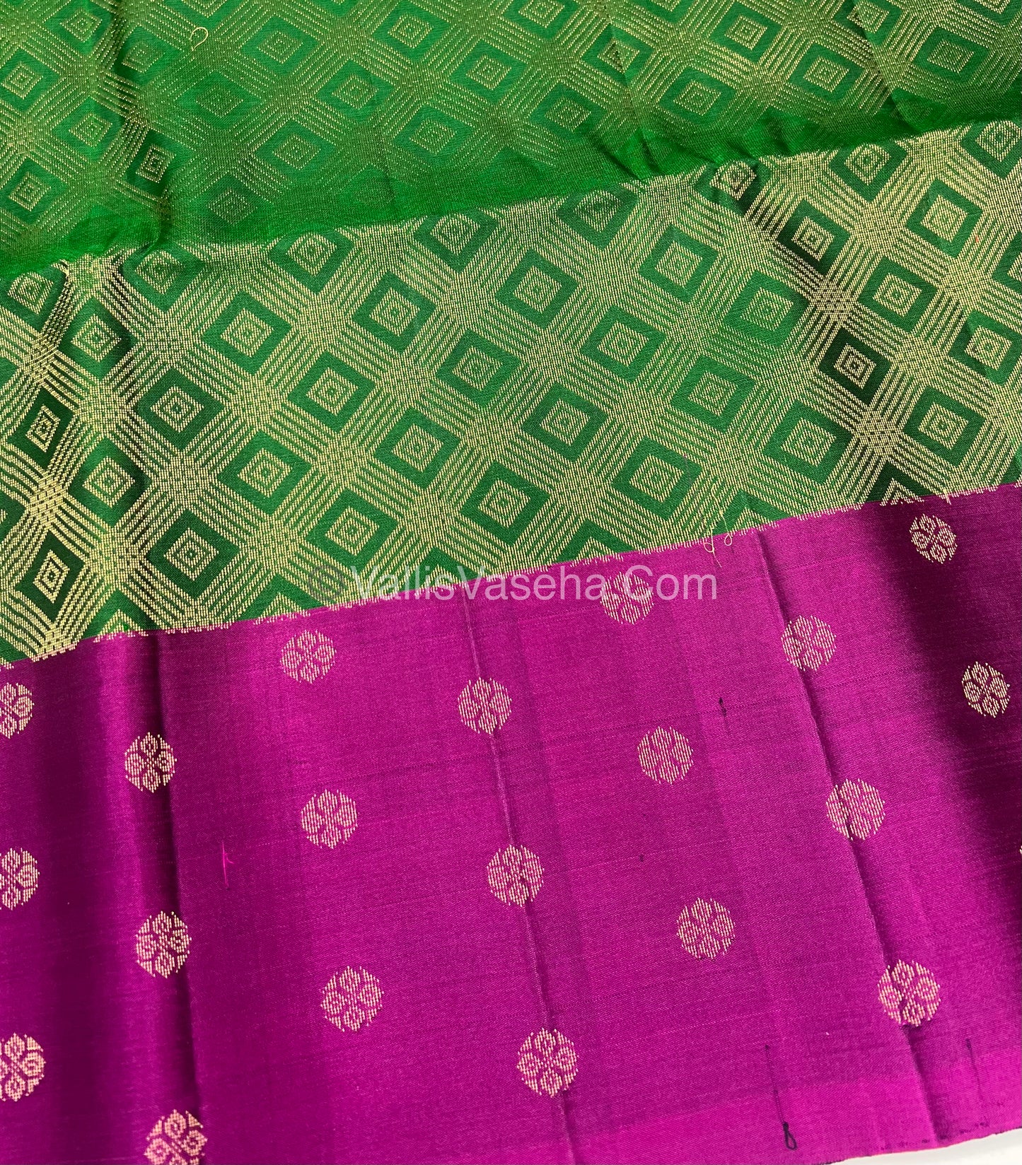 Pure Soft Silk Saree - Green With Pink Shade - VVPSS063