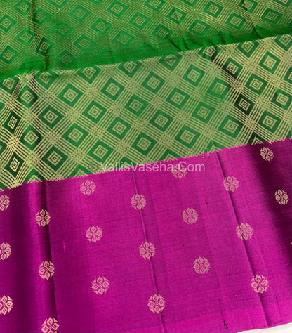 Pure Soft Silk Saree - Green With Pink Shade - VVPSS063