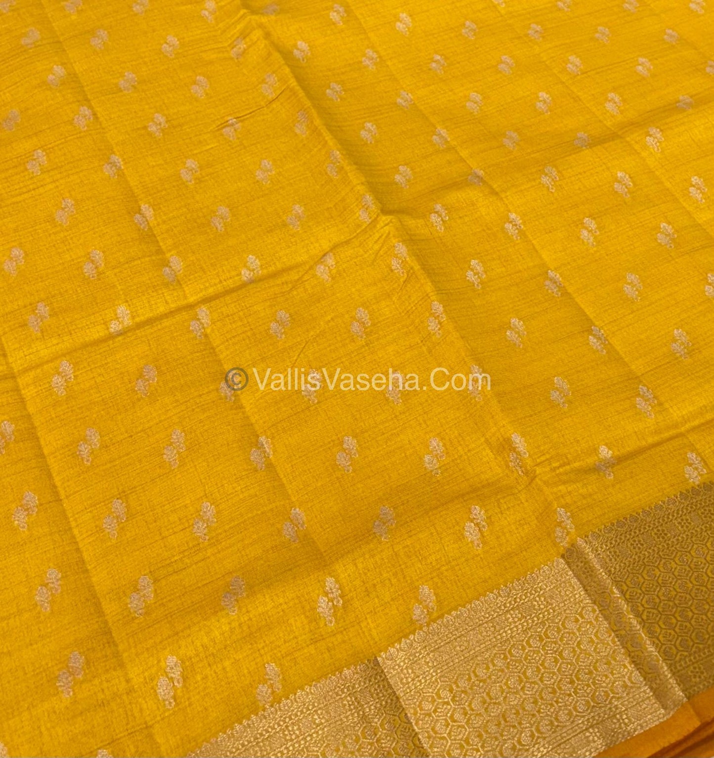 Semi Tussar Silk - Grand Pallu  - Yellow Shade - VVSTS021