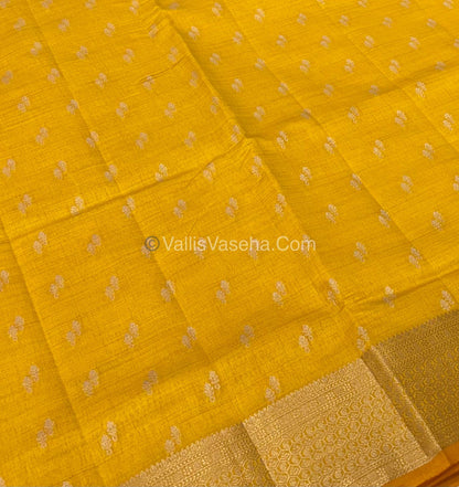 Semi Tussar Silk - Grand Pallu  - Yellow Shade - VVSTS021