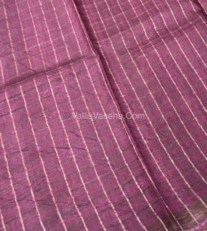 Pure Tussar Silk - Maroon With Maroon Shade - VVPTS001