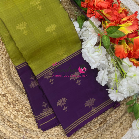 Half Mix - Pure Soft Silk Saree - Long Retta Petta Border with Butta - VVPSS084