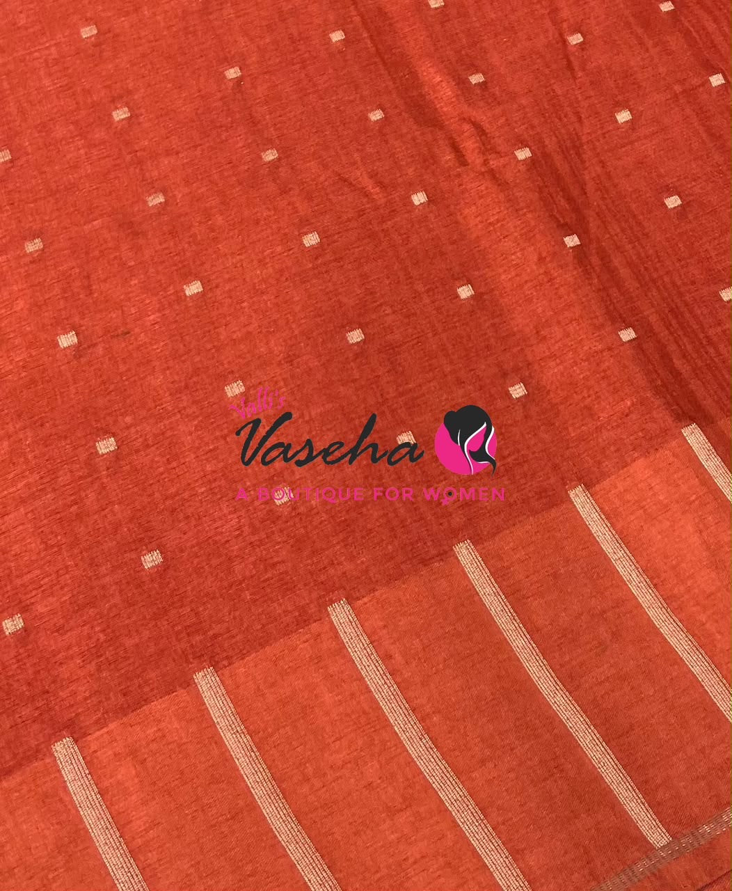 Semi Matka Tussar Silk Saree | Double Blouse | Rust Shade |VVSTS052