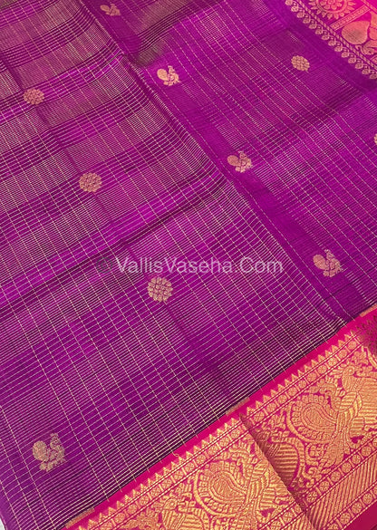 Pure Silk Cotton Saree - Vairavoosi checks - Mayil & Chakkaram - VVMCV002