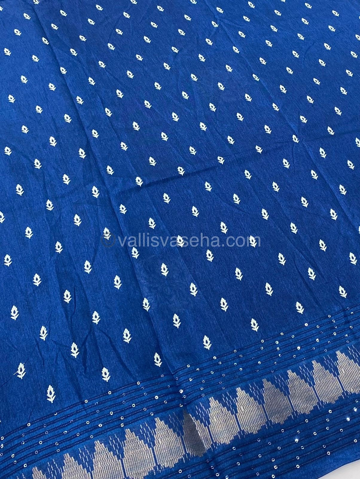 Casual Wear Sarees - Semi Binny / Semi Dola Silk - Blue Shade - VVSDS004