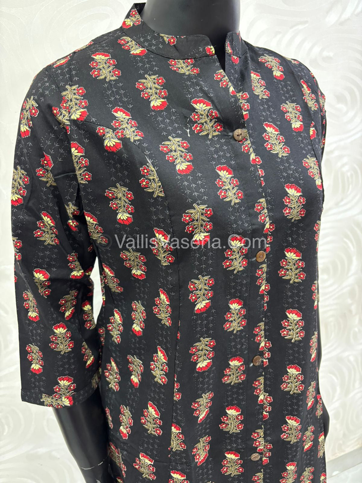 Slub Cotton -  Printed Kurti -  A - Line Cut - VVALK002