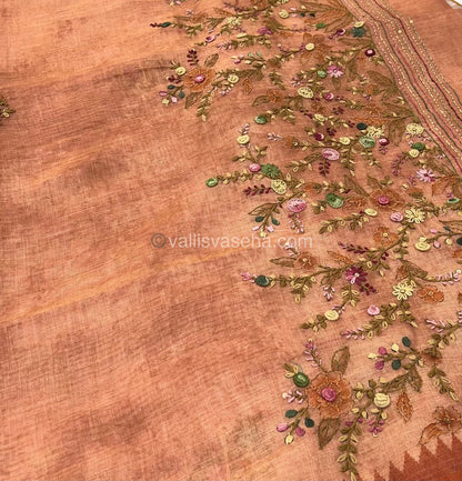 French Knot - Tissue Saree - Peachish Orange Shade - VVLFN001
