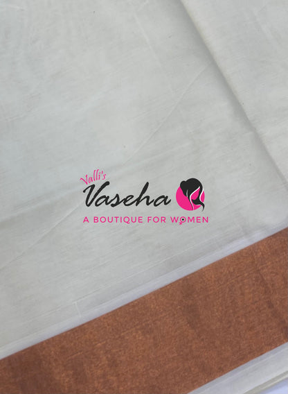 Kerala Cotton Saree - Copper Zari - VVKCS031