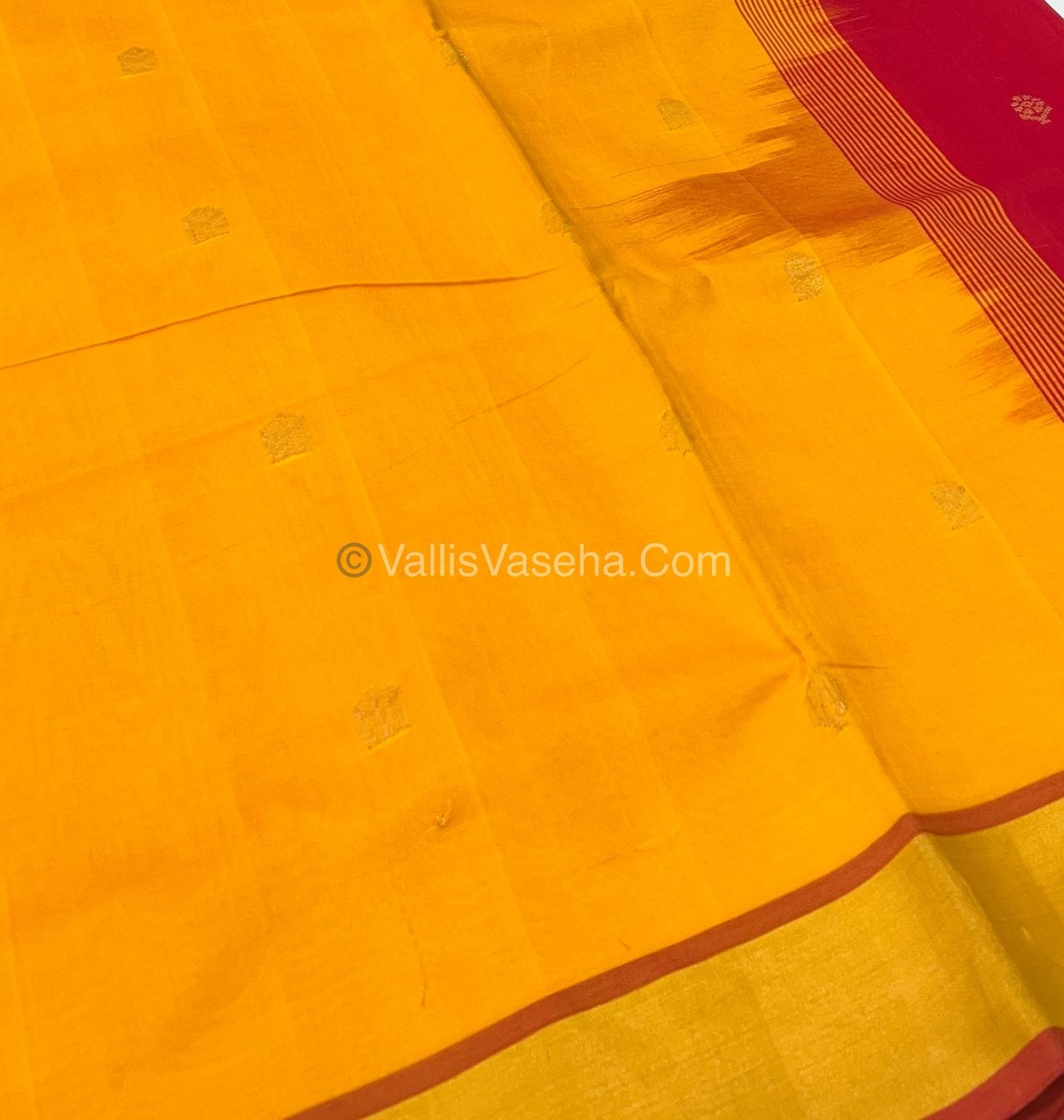 Semi Silk Cotton Saree - Yellow & Red Combo - VVSSC001