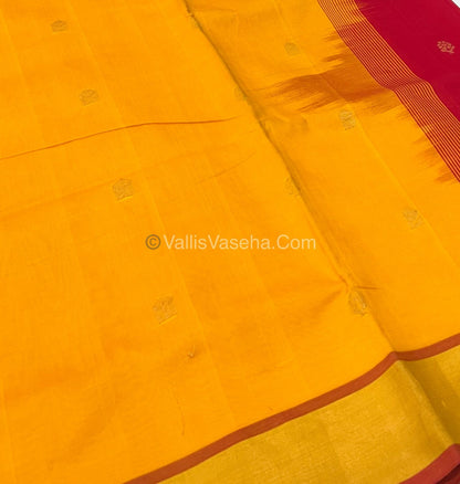 Semi Silk Cotton Saree - Yellow & Red Combo - VVSSC001