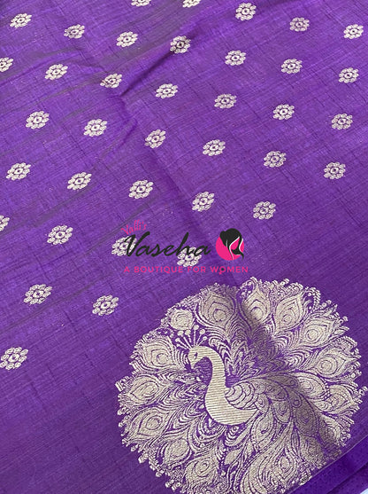Semi Tussar Silk Saree | Purple Shade |VVSTS056