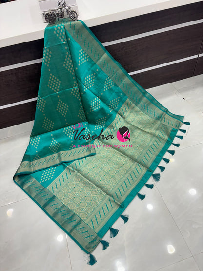 Semi Tussar Silk -  Blue Shade - Purple Shade - VVSTS071