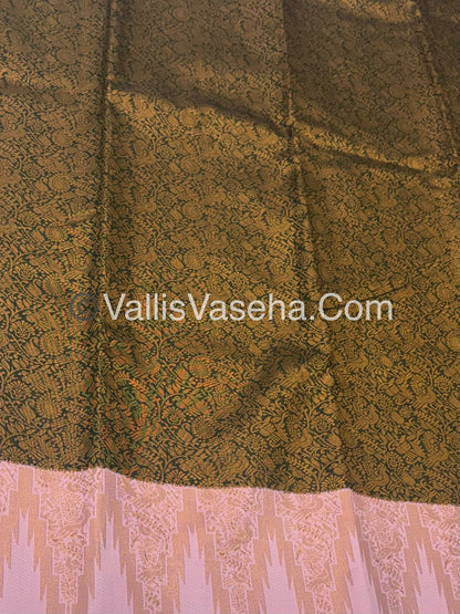 Kanchi Semi Silk  -Green with Pink - VVKSS003