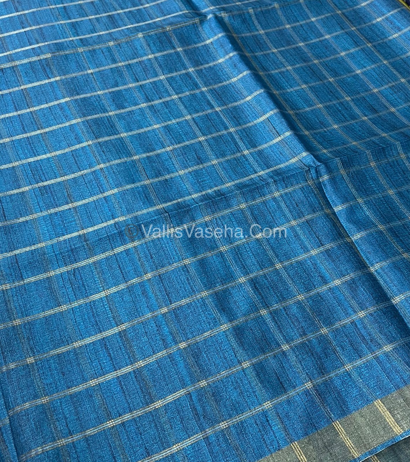 Semi Gicha Tussar Silk Saree - checks pattern - VVSGT001