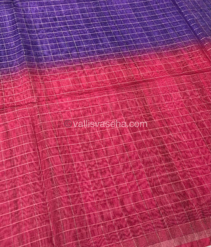 Semi Chanderi Saree - checks pattern - VVSCS002