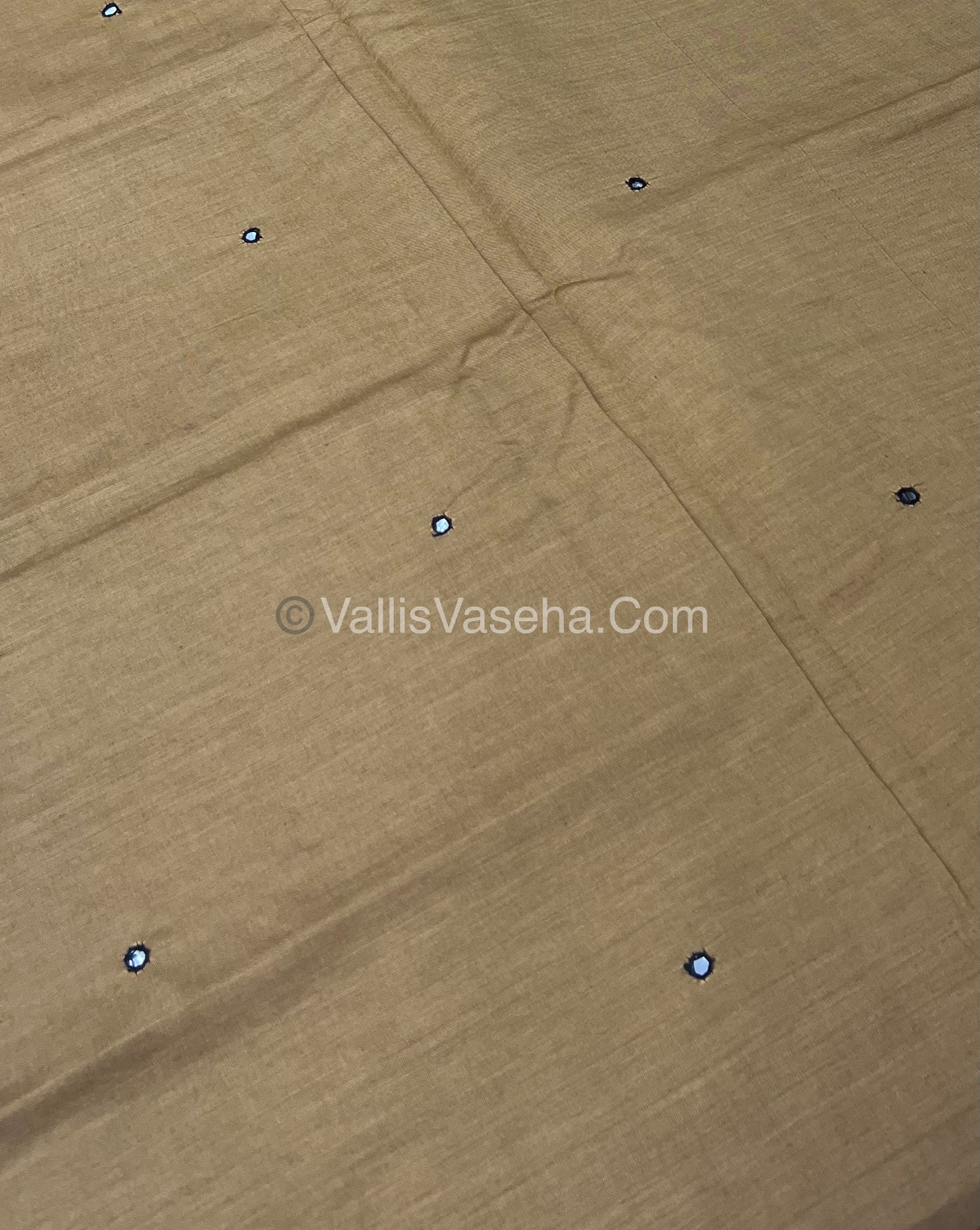 South Mixed Cotton - Mirror Work Embroidery - Chocolate Brown With Black  - VVPCM002