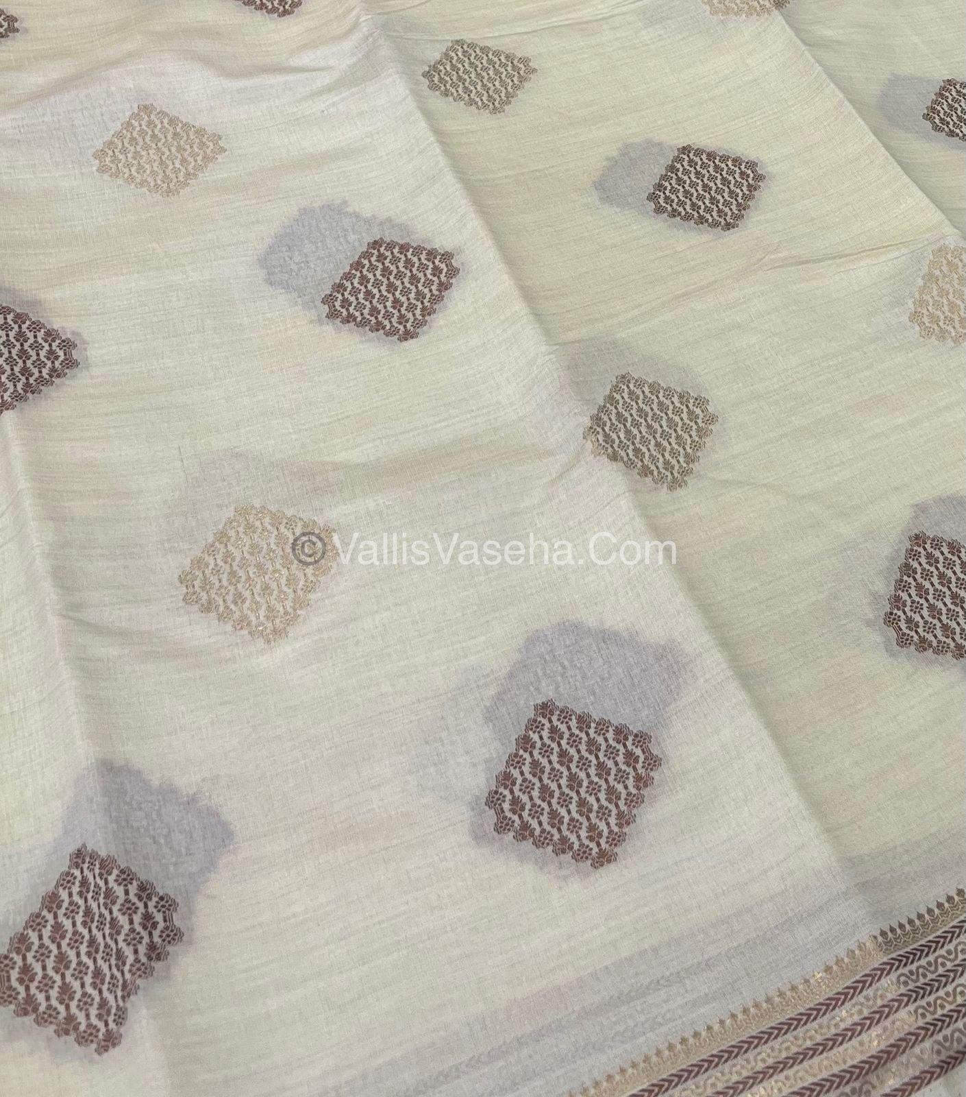 Semi Tussar Silk Saree - White Shade - VVSTS016