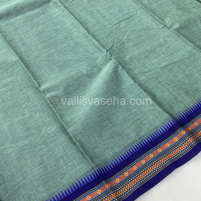 Kanchi Cotton Saree - Greyish Blue with Blue - VVKCS003