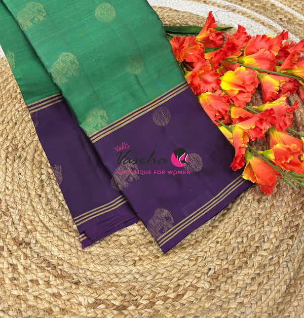 Half Mix - Pure Soft Silk Saree - Long Retta Petta Border with Butta - VVPSS105
