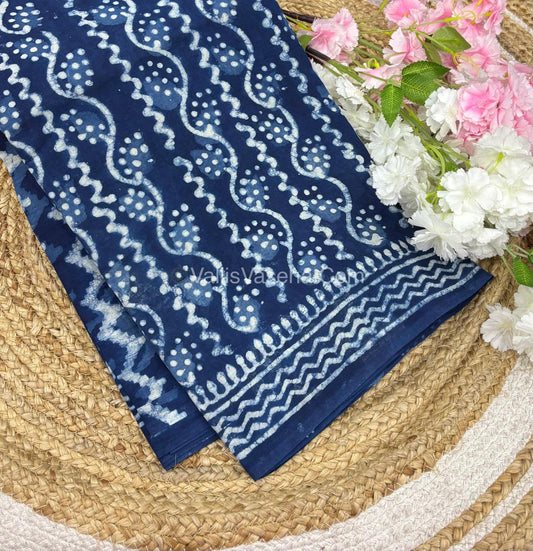 Pure Soft Mul Mul Cotton Sarees - Hand Block Prints - VVMMC006