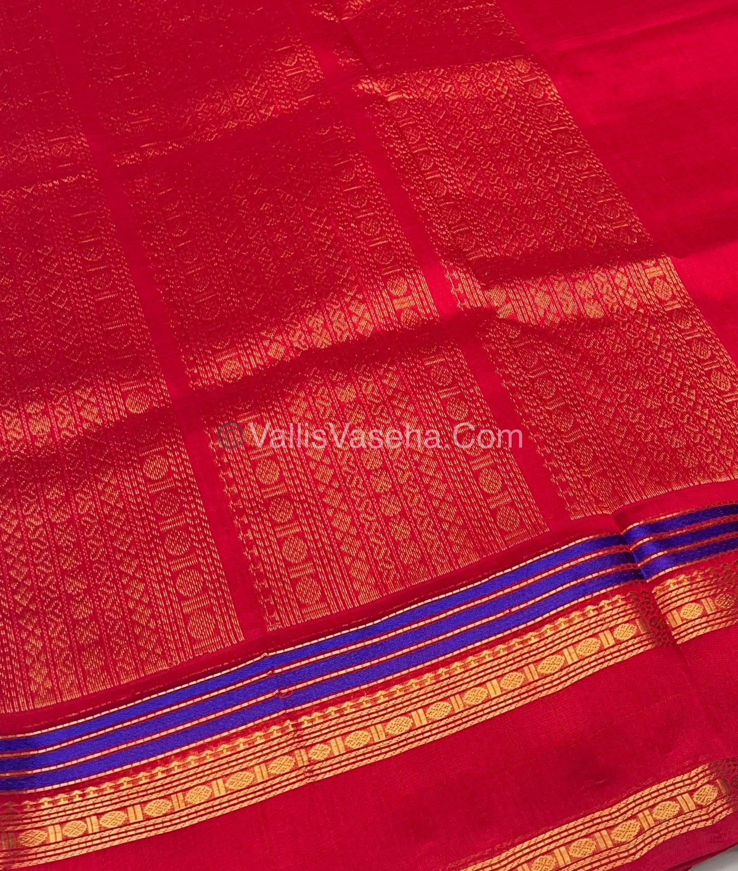 Pure Silk Cotton Saree - Retta Petta Border - Red Shade - VVPSC001