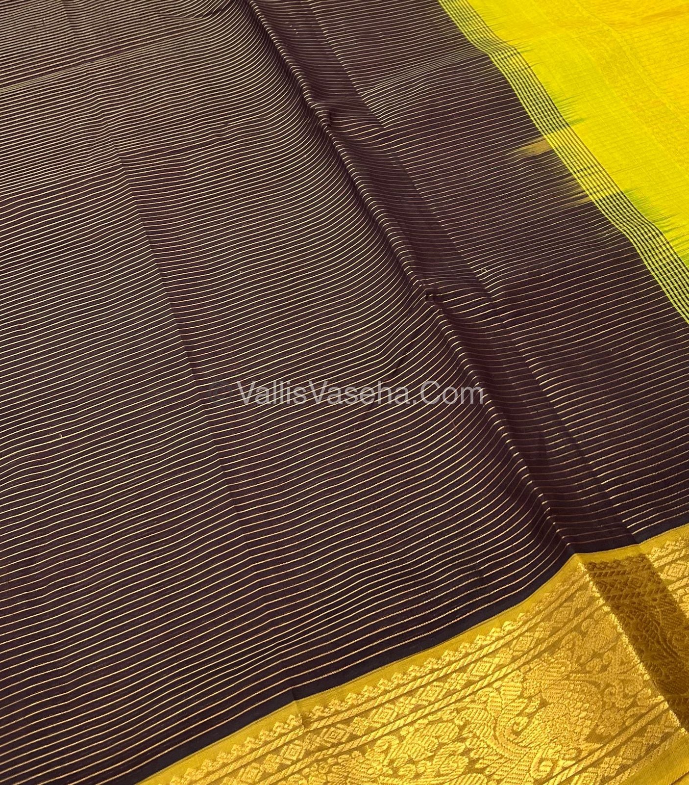 Pure Silk Cotton Sarees - Vairavoosi Lines - Brown & Yellow- VVPSC005