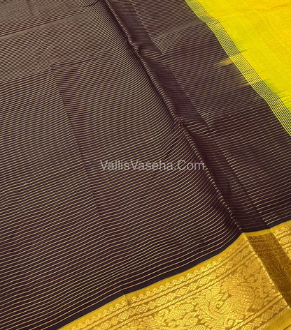 Pure Silk Cotton Sarees - Vairavoosi Lines - Brown & Yellow- VVPSC005