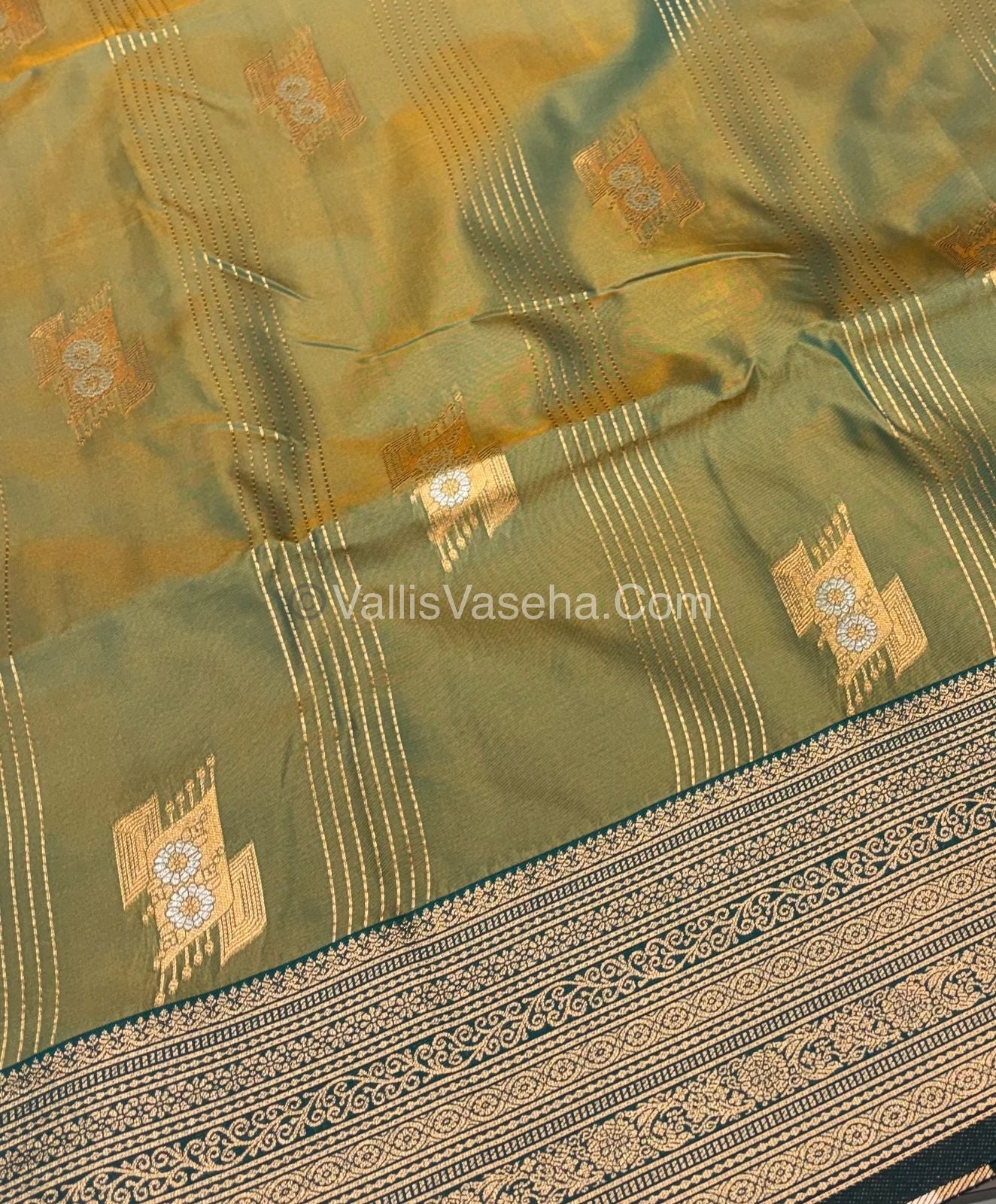 Semi Soft Silk - Green With Green Shade -VVSSS032 - 8