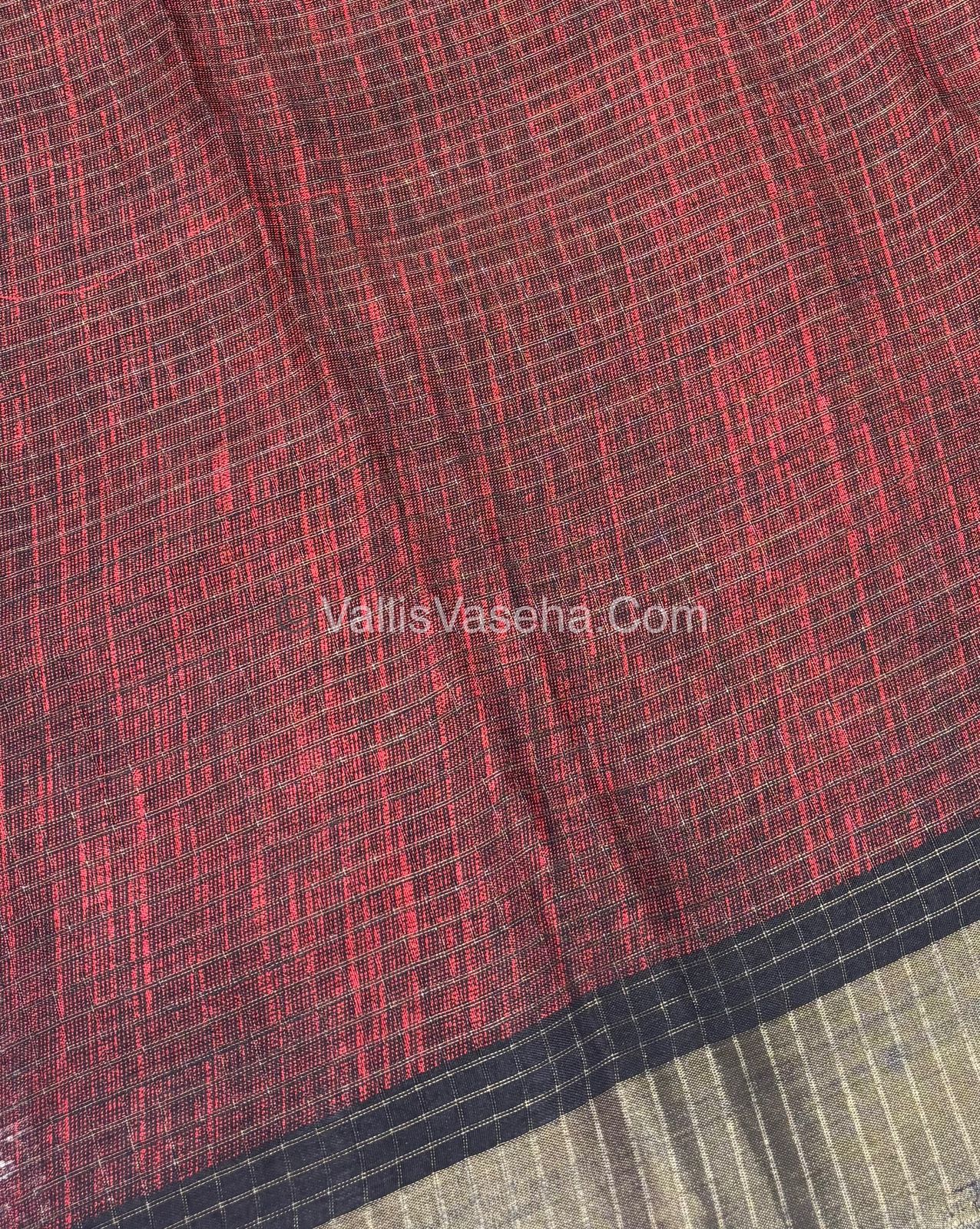 Light Weight Fancy Mixed Kota Cotton - Varli Design Printed Saree - Black Shade - VVKPC001