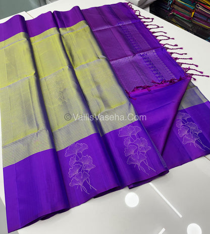 Pure Soft Silk Saree - Dual Tone Grey With Purple - VVPSS072