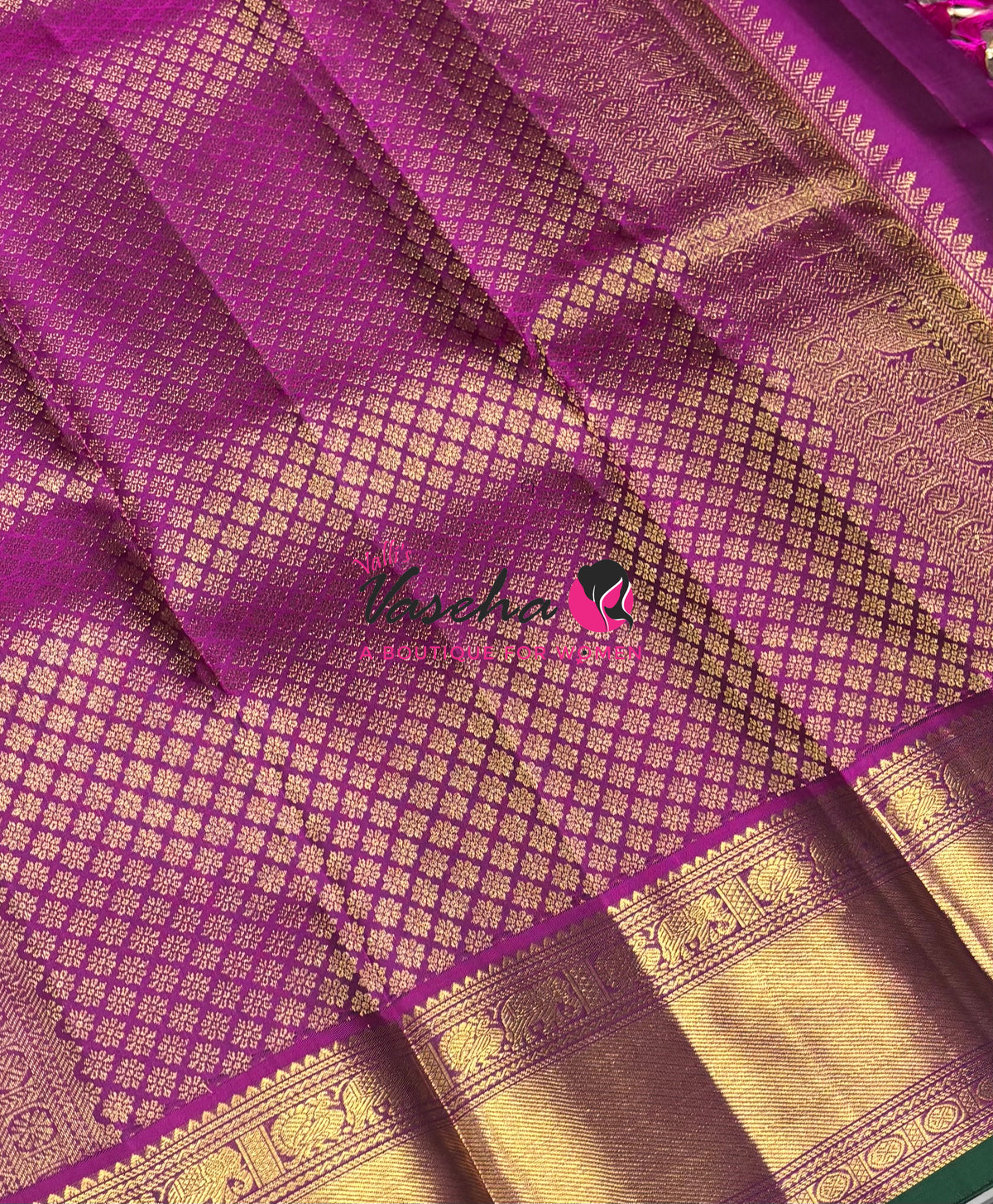 Pure Kanchipuram Silk Saree - Vairavoosi Design  - Grey & Purplish Pink Combo - VVPS059