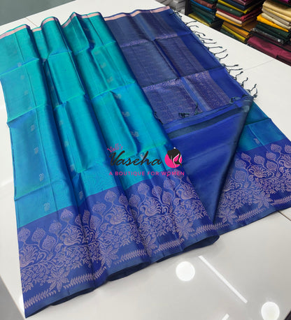 Pure Soft Silk Saree - Blue & Blue - VVPSS119