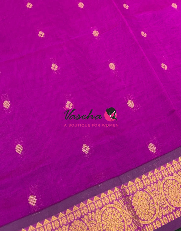 Semi Silk Cotton Saree | Double Leaf Butta Design |VVSSC016