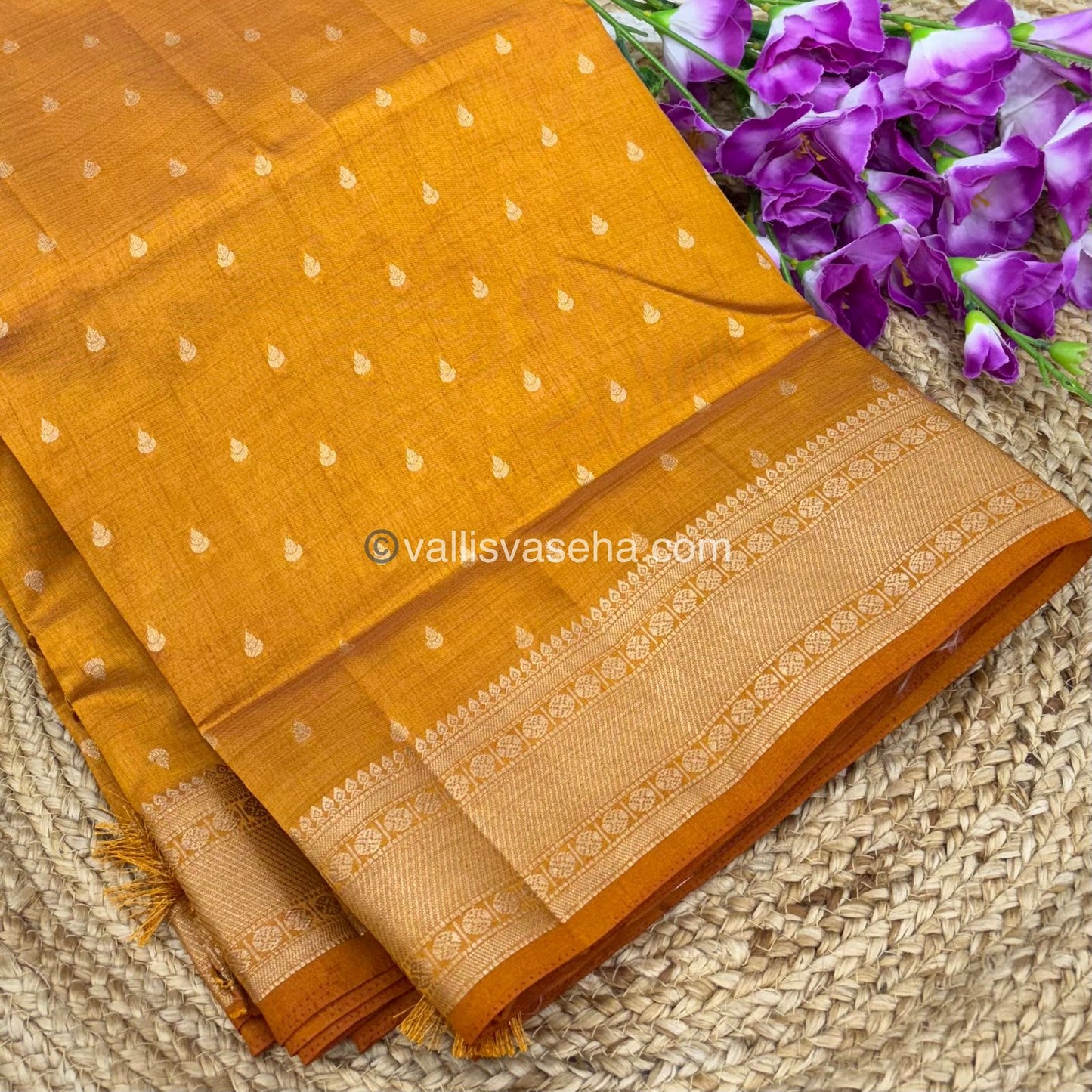 Semi Tussar Silk - Grand Pallu Mango Yellow Shade - VVSTS023