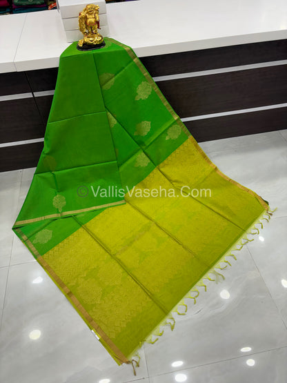 Kora Silk Saree - SICO -  Green With Green Shade  - VVKS002