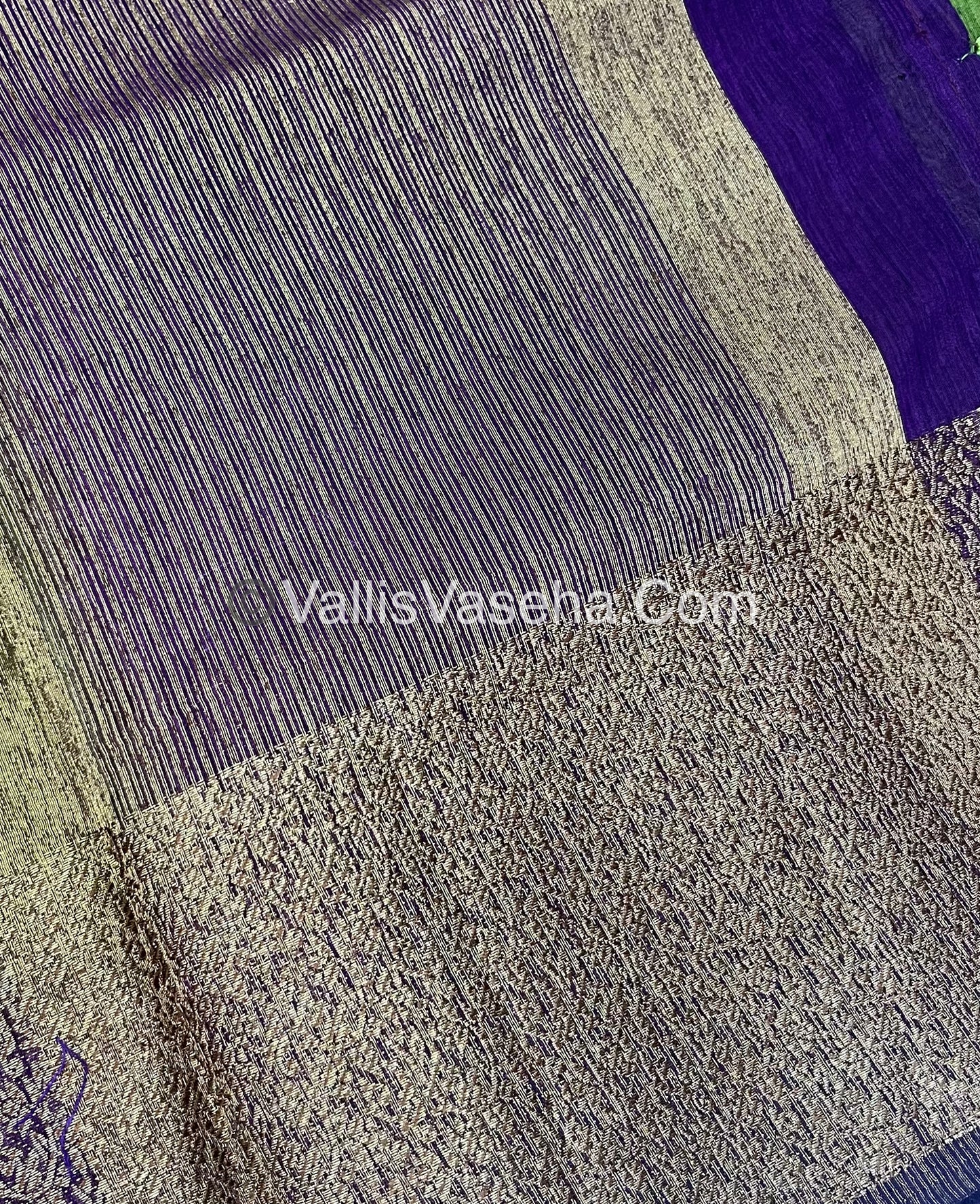 Bamboo Silk Saree -  Green with Purple Shade - VVBSS010